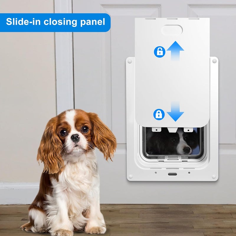 CEESC Dog Door for Pets Up to 20 lb, Weatherproof Pet Door for Cats and Dogs, Durable, Snap-in Closing Panel Included, Suitable for Interior and Exterior Doors(Small White) - Image 5